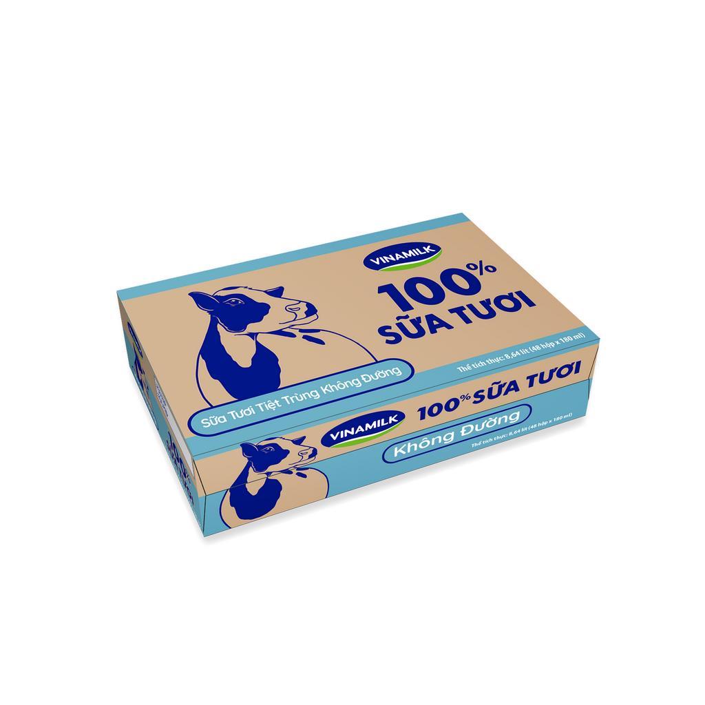Sữa tươi tiệt trùng không đường Vinamilk  -  Thùng 48 hộp 180ml