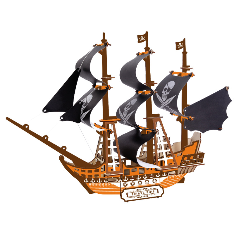 Đồ chơi lắp ráp gỗ 3D Mô hình Tàu Cướp Biển Pirate Ship TB-D002