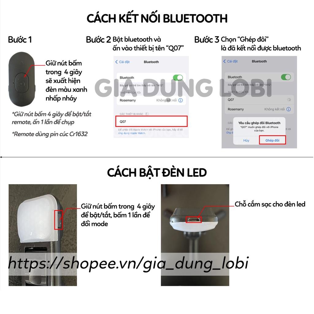 Gậy chụp ảnh 3 chân có đèn led trợ sáng Gậy tự sướng selfie chụp hình bluetooth điều khiển từ xa xoay nhiều góc độ