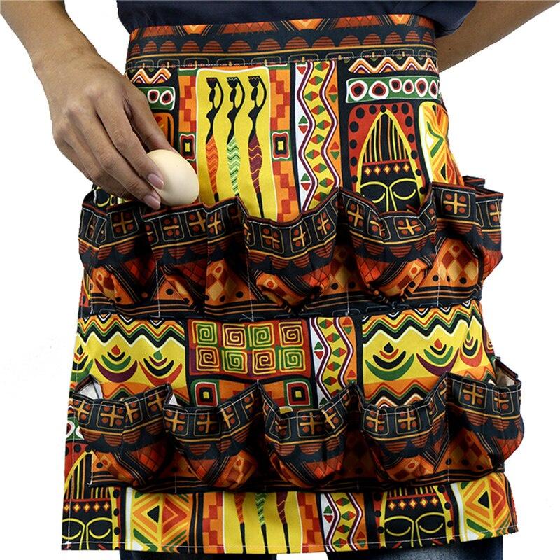 Cute Apron Cartoon Patterns Print Strappy Waist Cloth with Multiple Pockets for Cooking House Keeping