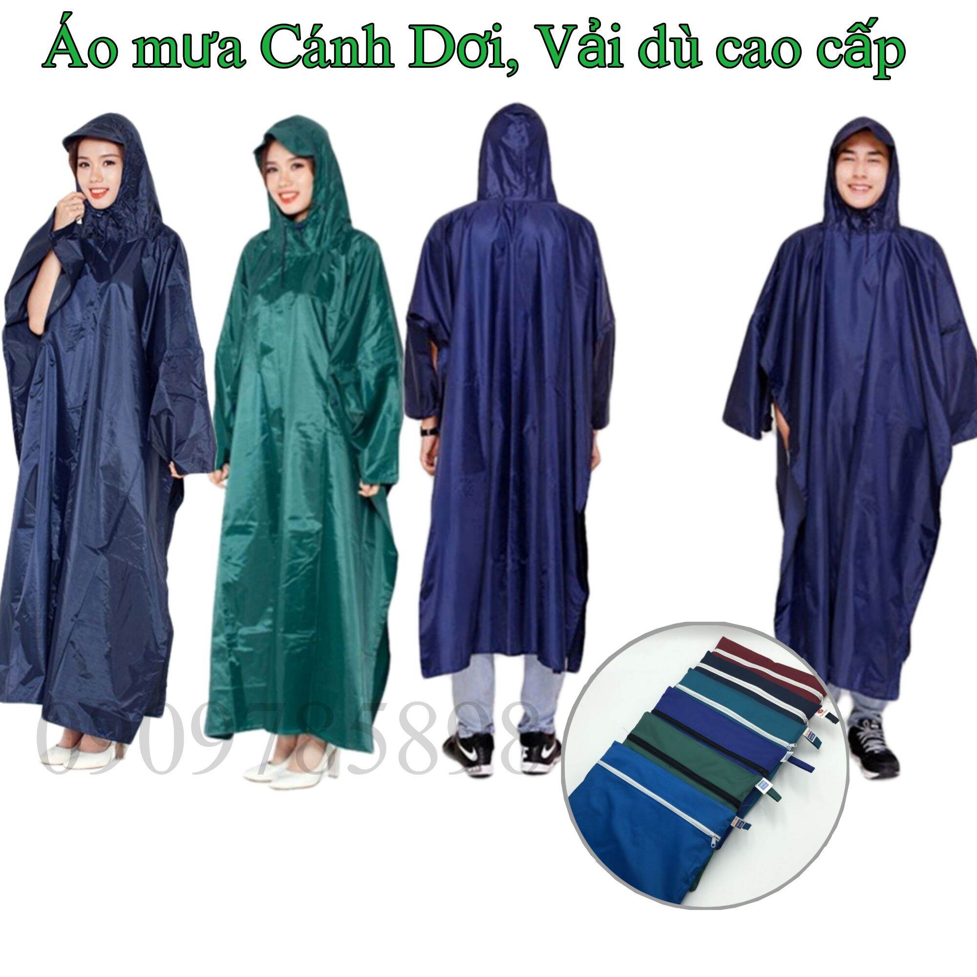 Áo mưa cánh dơi vải dù 1 đầu siêu bền (loại dày 1.4m) - Giao màu ngẫu nhiên