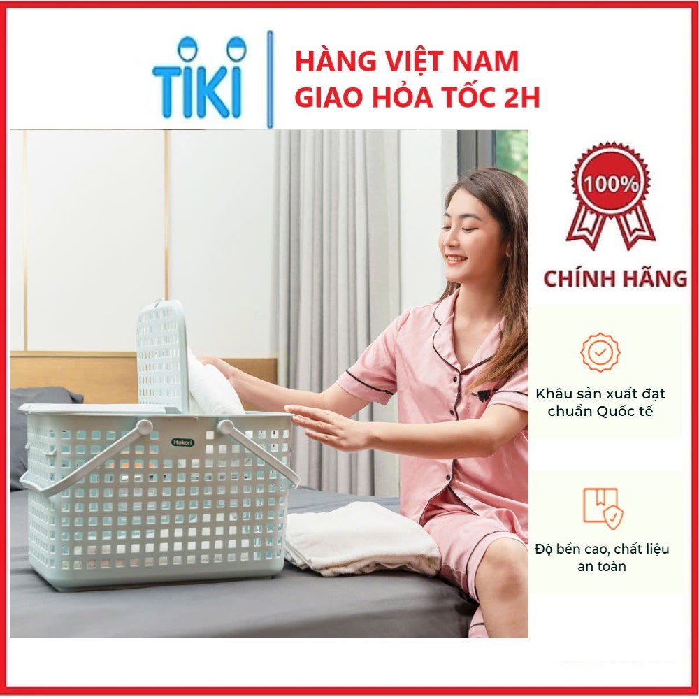 Giỏ đựng quần áo Hokori Việt Nhật- Làn đi sinh có nắp cho mẹ và bé an toàn tiện dụng - Hàng chính hãng