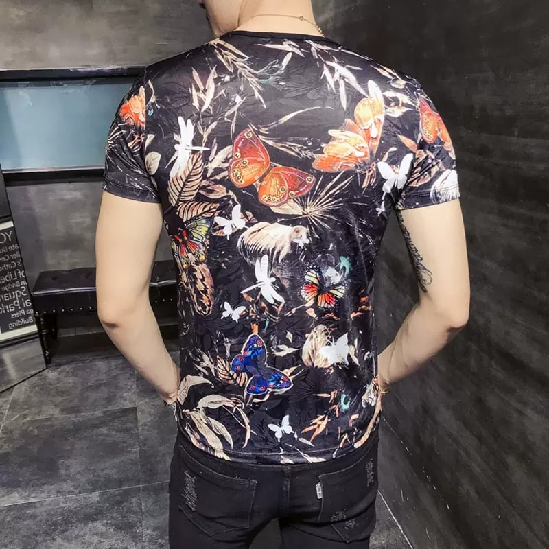 Áo thun Nam họa tiết hình bướm độc đáo chất vải thun lạnh cao cấp dễ phối đồ phù hợp với xu hướng thời trang hiện nay