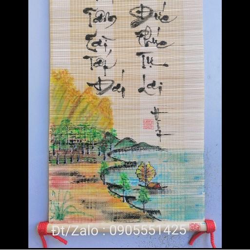 Mành tre thư pháp vẽ tay về chữ TÂM và NHẪN. Quà tặng tân gia, khai trương,ông bà,cha mẹ,bạn bè, đối tác.Quà biếu tết.