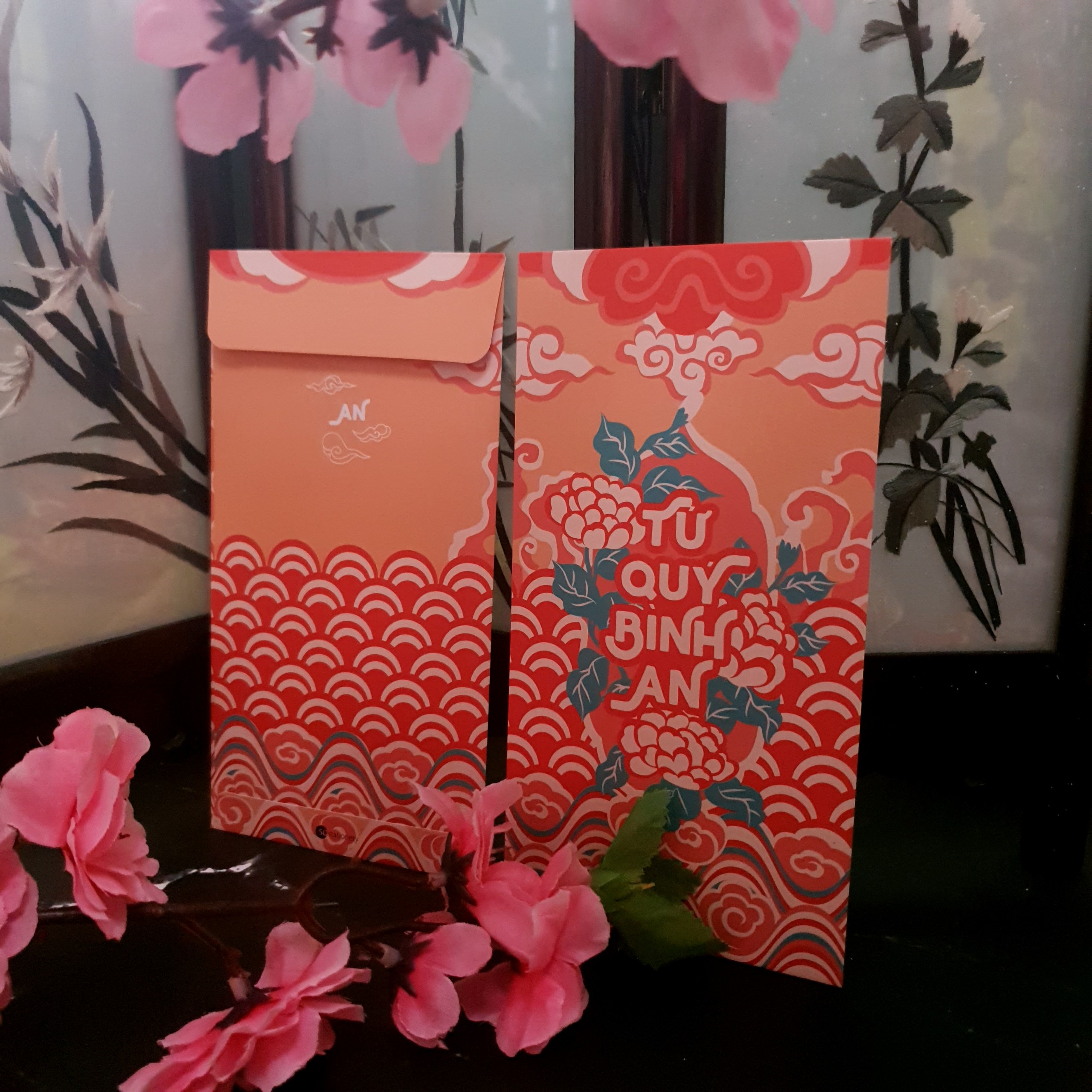 Bao lì xì 9x17 cm SDstationery CÁT NIÊN MỸ Ý giấy chất lượng cao, hoa văn cổ truyền sang trọng