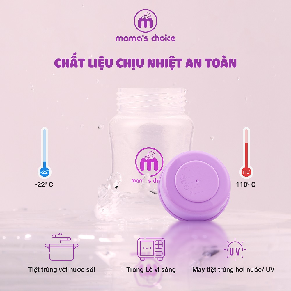Bình Trữ Sữa Mama's Choice Cổ Rộng 180ml–240ml, Tương Thích Máy Hút Sữa Spectra, Avent, Fatz, Rozabi, Cimilre