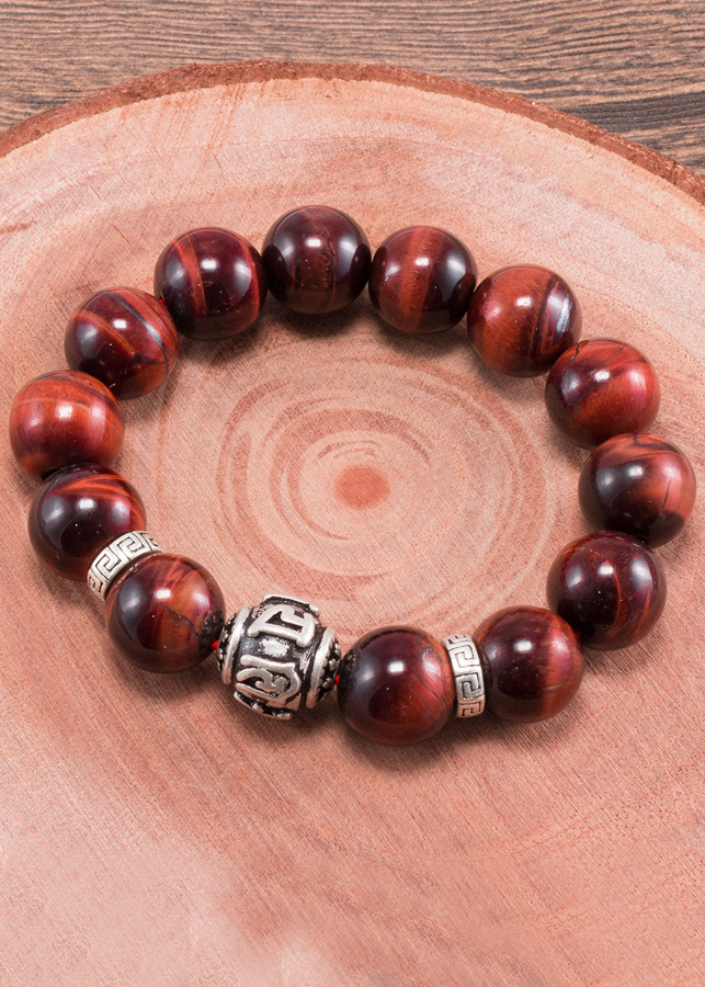 Vòng tay đá thạch anh mắt hổ phối charm lục tự bạc Ngọc Quý Gemstones