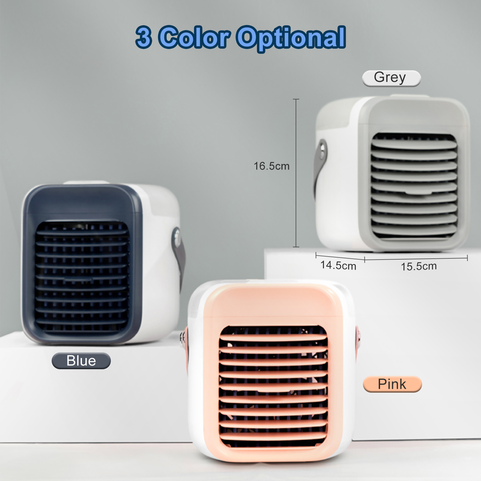 Máy điều hòa không khí di động Quạt làm mát không khí có thể sạc lại, 3 mức độ