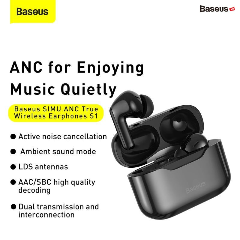 Tai nghe TWS chống ồn chủ động Baseus SIMU ANC S1 / S1 Pro True Wireless - hàng chính hãng