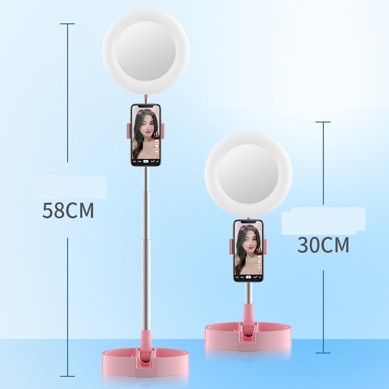 Đèn livestream/Đèn Hỗ Trợ Sáng Livestream Để Bàn gấp gọn kiêm gương trang điểm siêu đẹp