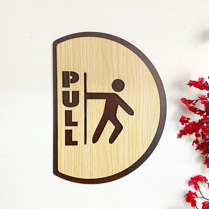 PP15 - Bảng gỗ decor Pull - Push, Bảng Kéo - Đẩy trang trí cửa ra vào độc đáo, hiện đại
