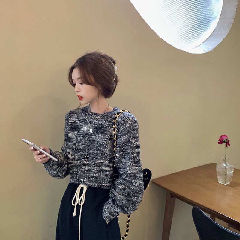 Áo sweater len dáng ngắn thời trang trẻ trung cho Nữ