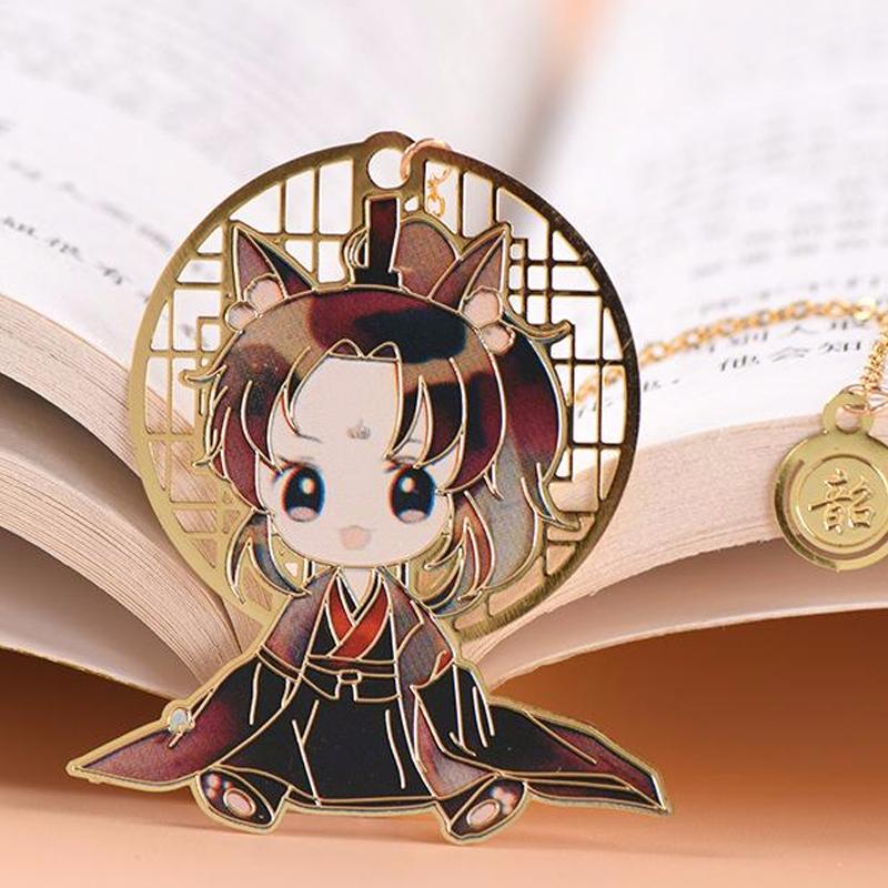 Bookmark kim loại mỏng THIÊN QUAN TỨ PHÚC MA ĐẠO TỔ SƯ HỆ THỐNG TỰ CỨU in màu anime chibi