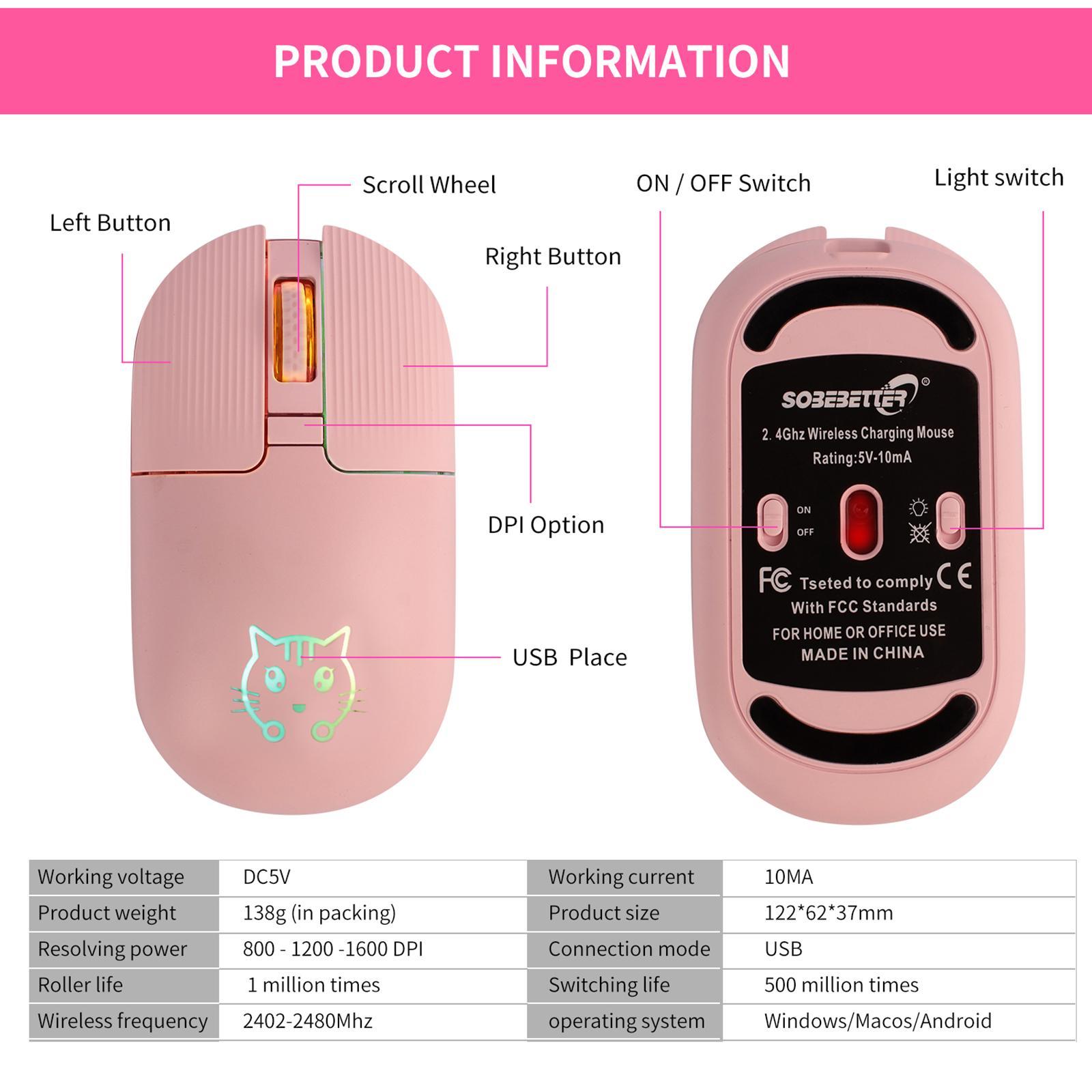 Optical Mouse Cordless Mice Silent Mice Lightweight for Office PC for