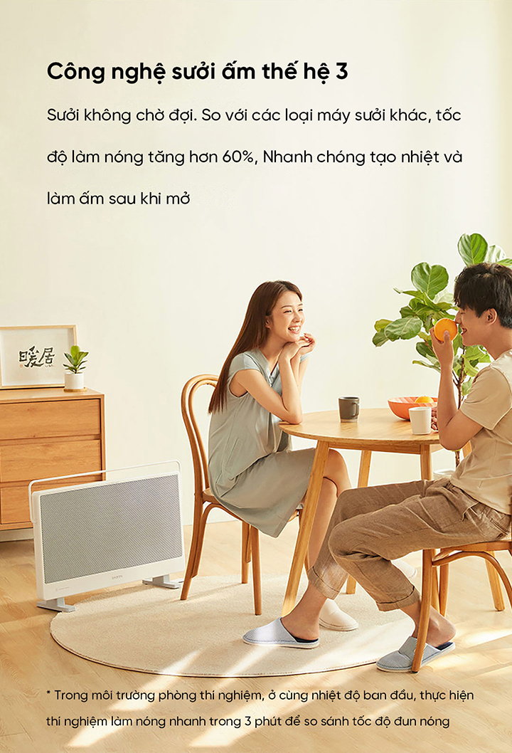 Máy Sưởi XIAOMI Smartmi Graphene GR-H Thông Minh, 3 Mức Nhiệt Độ, Kháng Nước IPX4, Kết Nối App Mihome, Diện Tích Hoạt Động 20 m2, Công Suất 2200 W - Hàng Chính Hãng