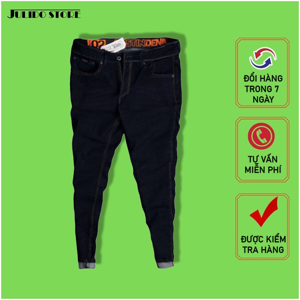Quần jeans nam co dãn , quần bò nam kiểu trơn dáng vừa không bó sát thiết kế trẻ trung đơn điệu phá cách gồm 5 kích thước Julido mẫu QJNM01 - Màu xanh đen
