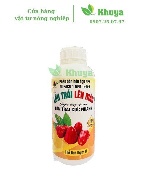 Phân bón hỗn hợp NPK Hải Lớn Trái Lên Màu 1 lít Ngọt trái - Nặng kí - Bóng trái