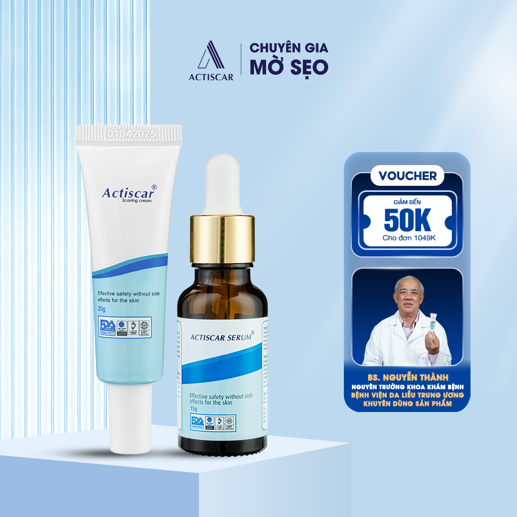- Hỗ Trợ Trị Sẹo Actiscar làm mờ sẹo Lồi, Sẹo Lõm, Sẹo Rỗ, Sẹo Thâm Lâu Năm