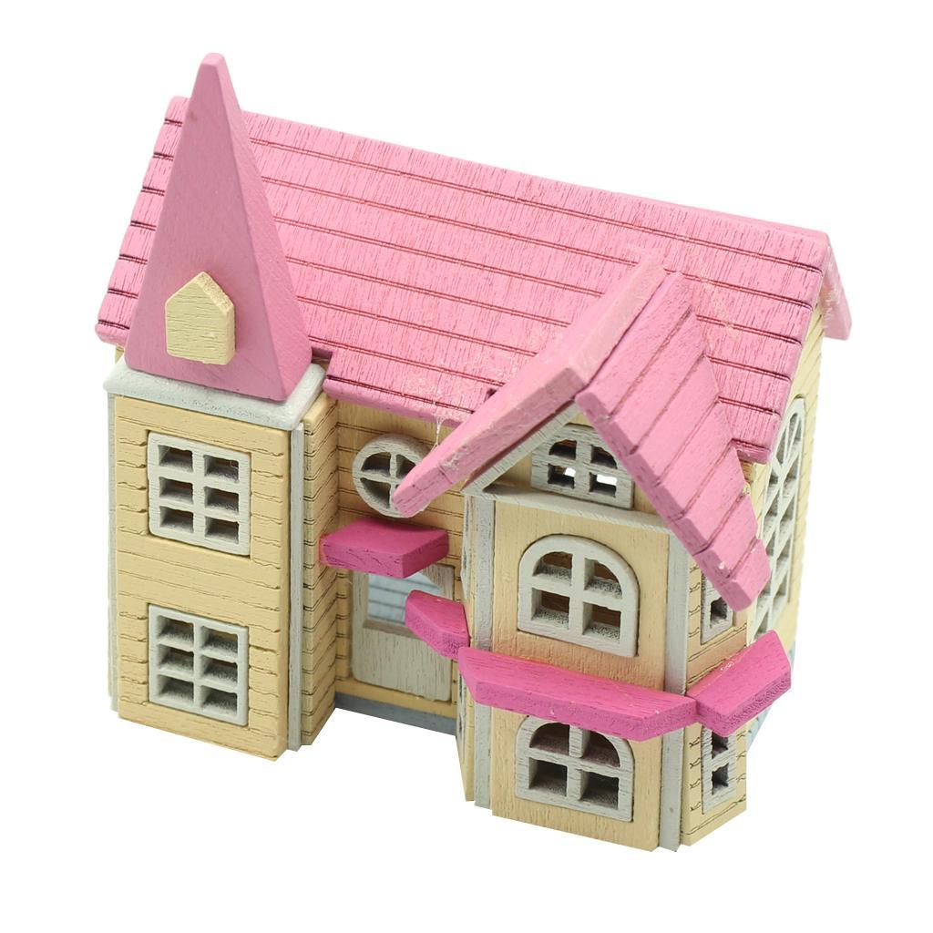 Wonderful DIY Handcraft Miniature Wooden Dolls House Gifts Pink