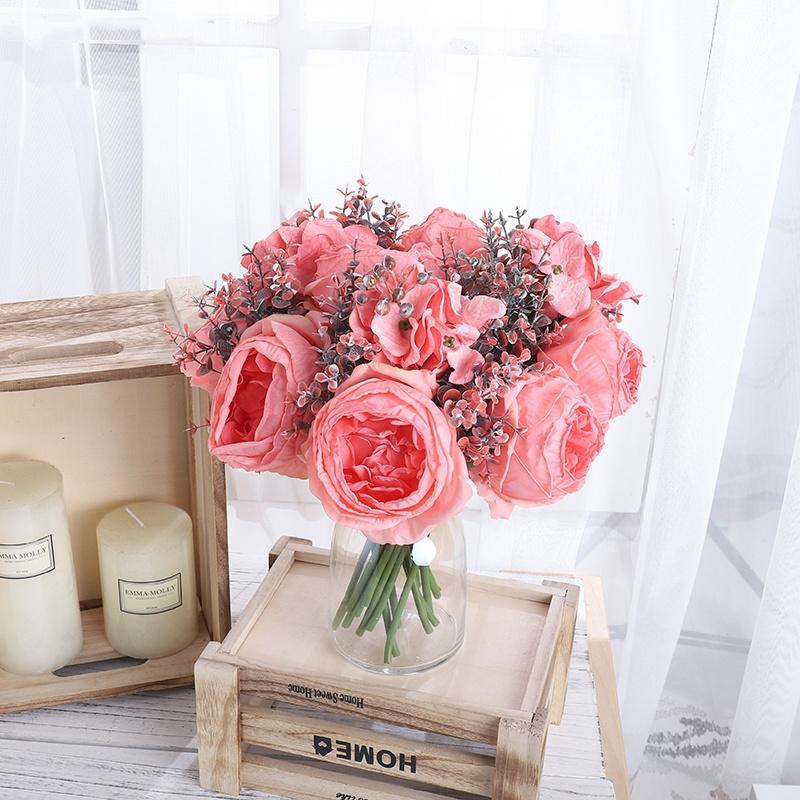 Bó Hoa Hồng Giả Cầm Tay Trang Trí Nhà Cửa/Tiệc Cưới