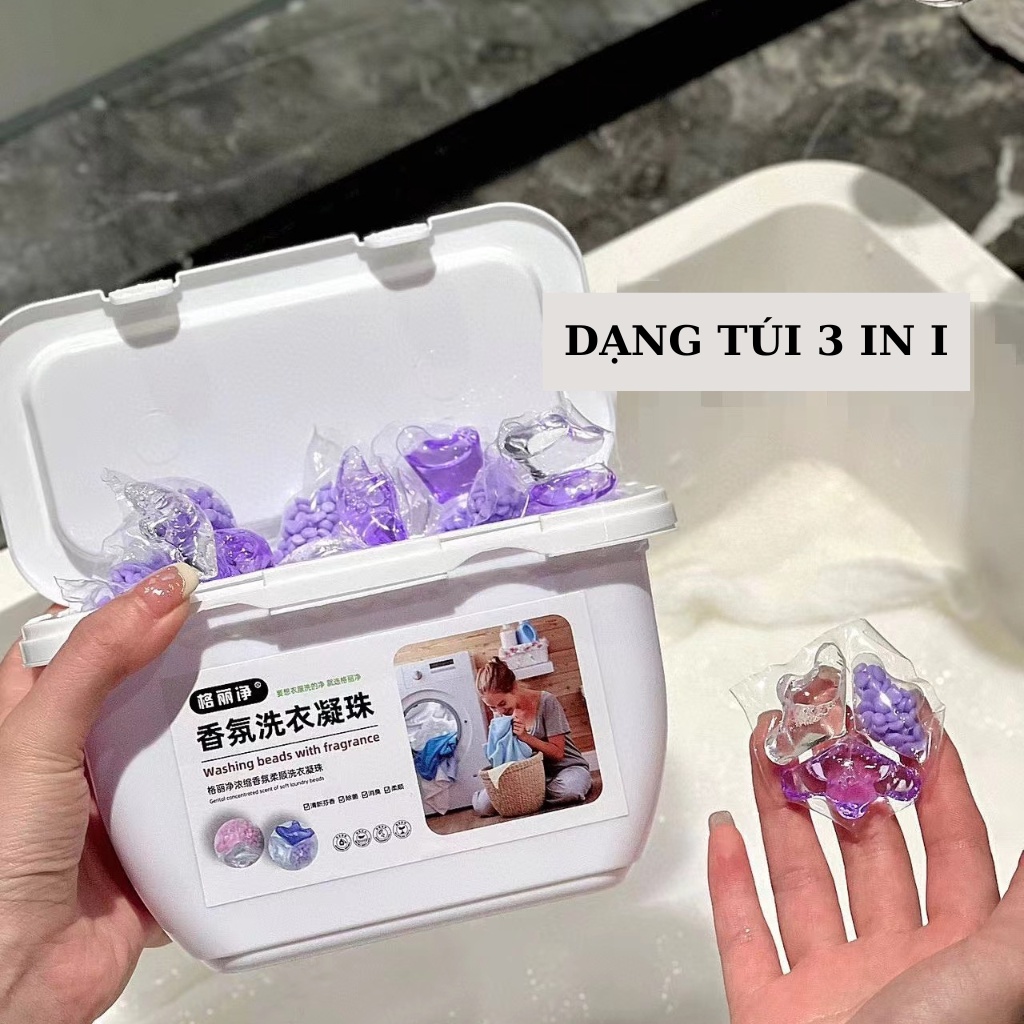 Hộp 40 Viên Giặt Xả 3 in1 Lưu Hương Hoa Hàng Nội Địa Trung Dùng Cho Máy Giặt Làm Sạch Quần Áo Giao Hương Ngẫu Nhiên