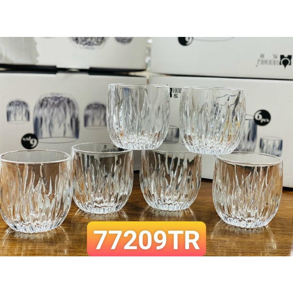Bộ 6 ly thủy tinh chịu nhiệt cao cấp dùng uống nước hoặc rượu tây vân sóng trắng 300ml
