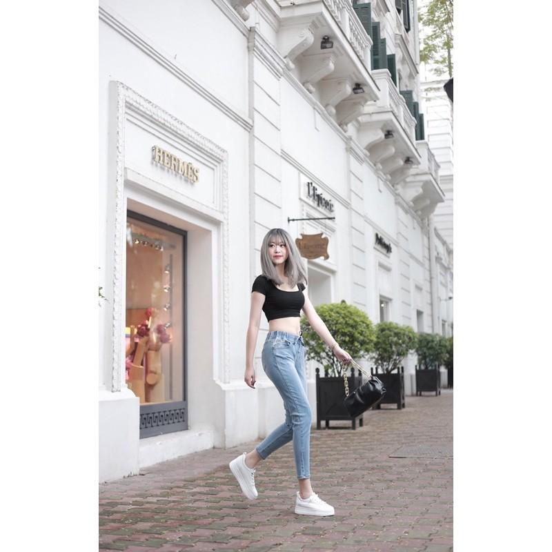 Quần jean baggy cạp chun sước 9 tấc vnxk cao cấp