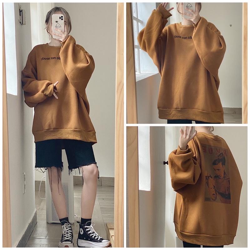 Áo Sweater Nỉ Bông Cotton Tay Bồng Form Rộng Nam Nữ Unisex