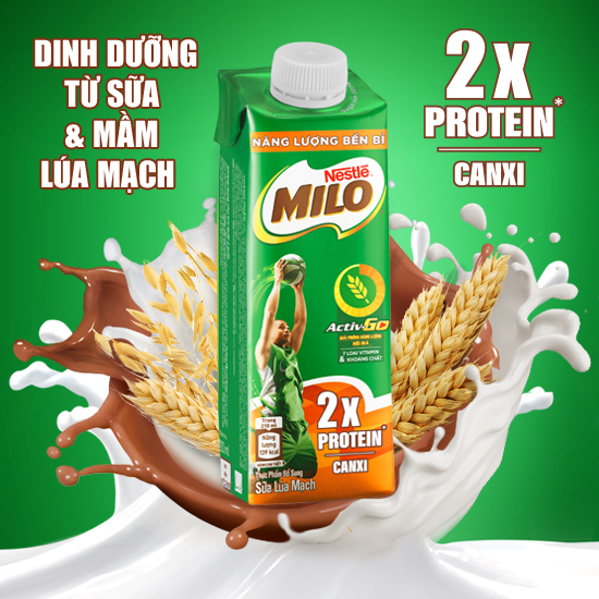 Sữa lúa mạch Nestlé MILO Teen Protein Canxi thùng 24 hộp x 210ml (24x210ml)