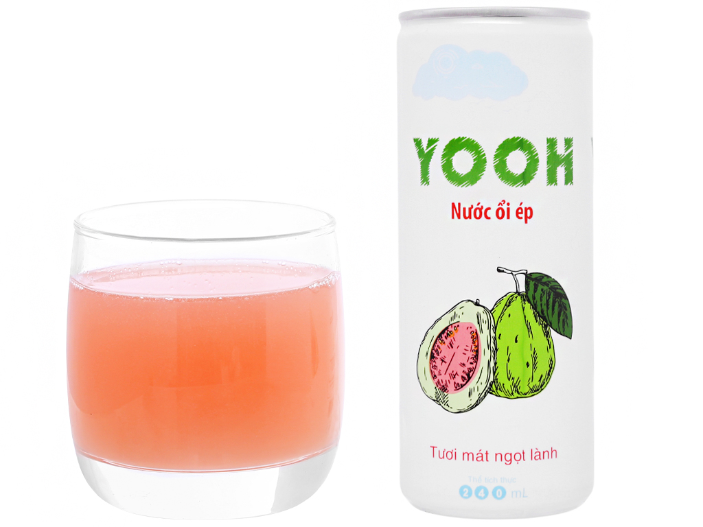 Nước ép Ổi đào từ trái cây tươi YOOH Lốc 6 lon Bổ sung Vitamin & khoáng chất cần thiết cho cơ thể