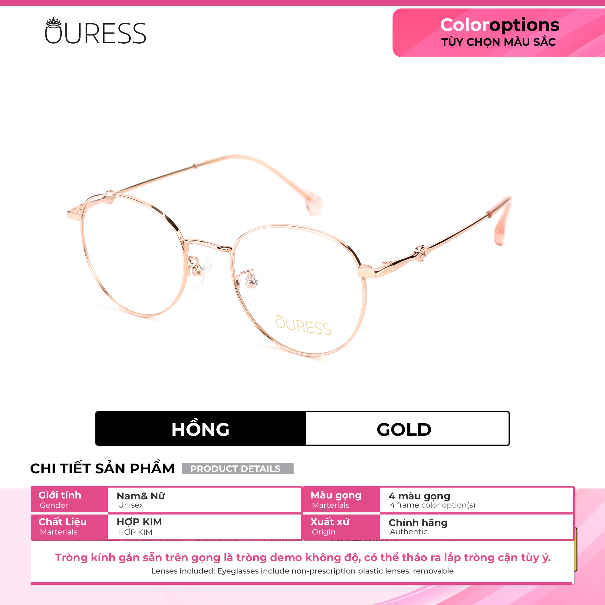 Gọng kính cận 9063 hợp kim thời trang mắt kính OURESS nam nữ siêu nhẹ siêu bền