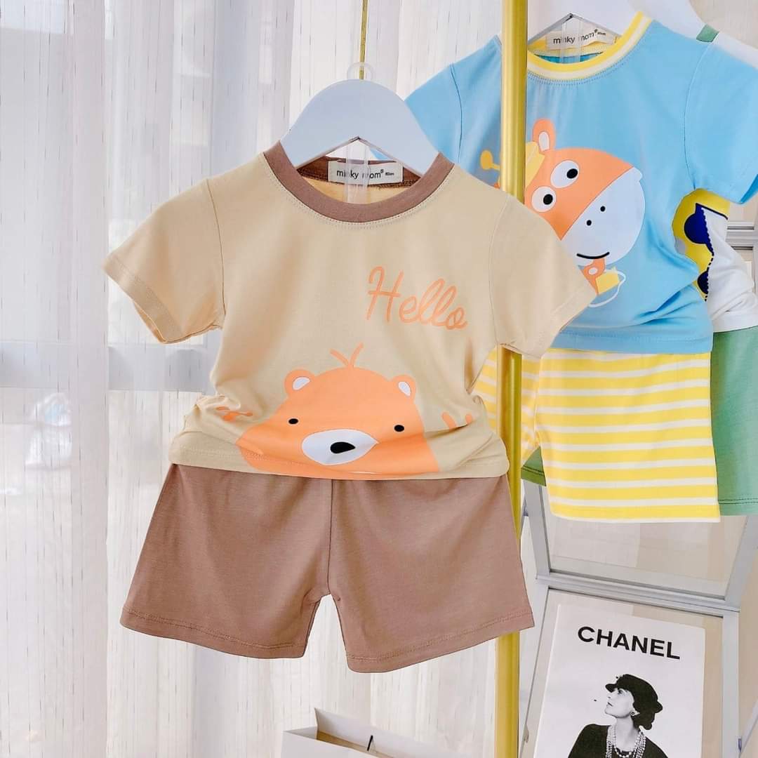 Bộ cộc tay thun lạnh Minky Mom vải mịn mát co giãn thấm hút mồ hôi cho bé từ 4-15kg – BCT22