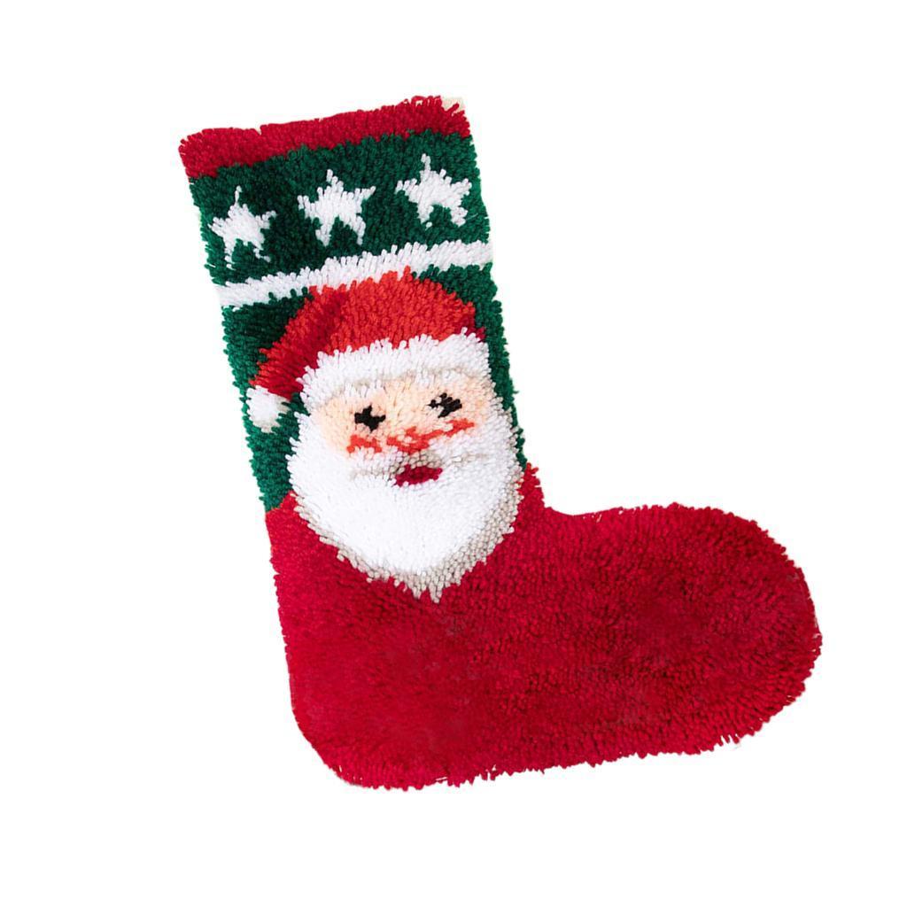 Santa Claus Socking Latch Hook Kit Embroidery Package DIY Carpet Cushion Rug