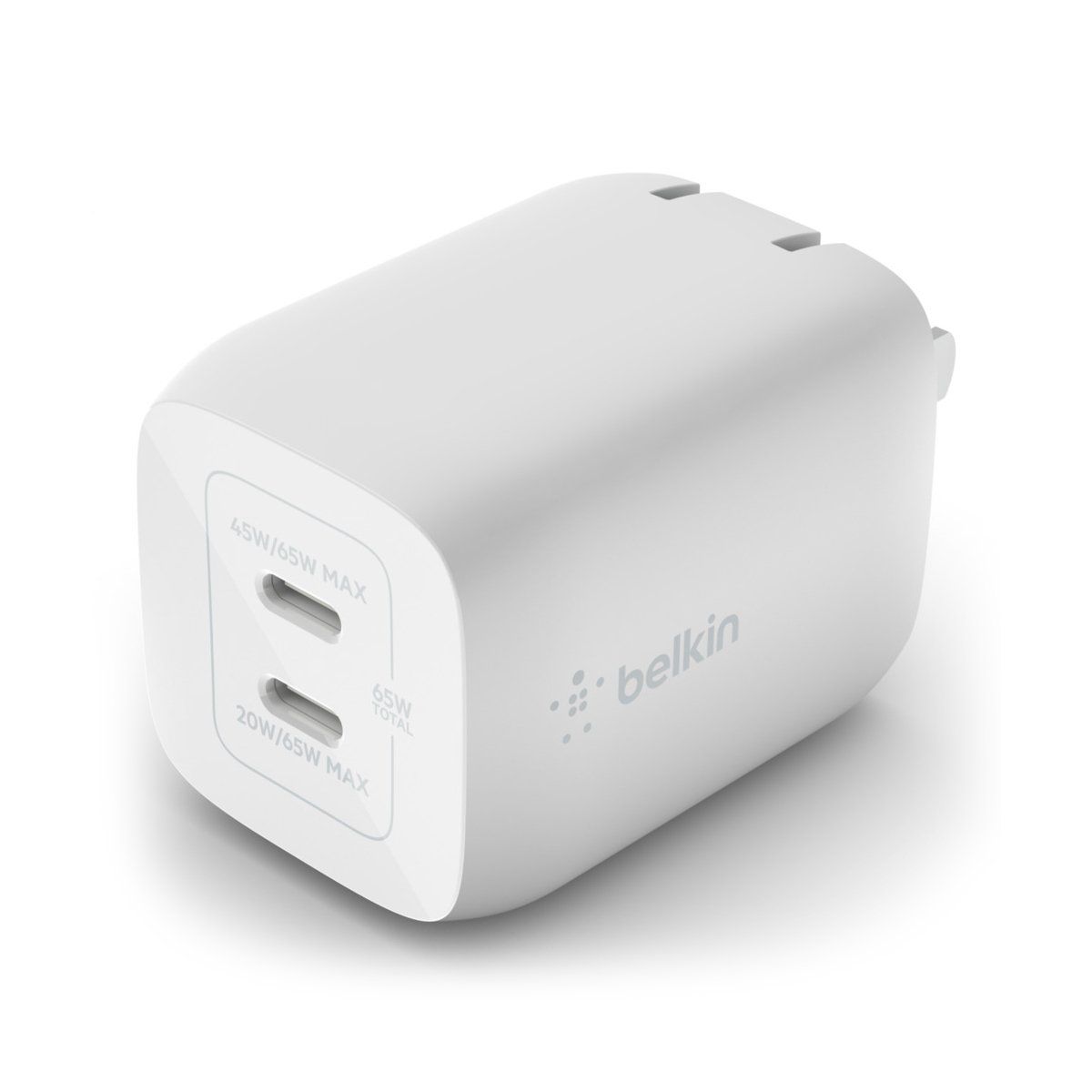 Adapter sạc nhanh 2 cổng Belkin 65W USB-C GaN (BoostCharge Pro) - GiaPhucStore | Hàng Chính Hãng
