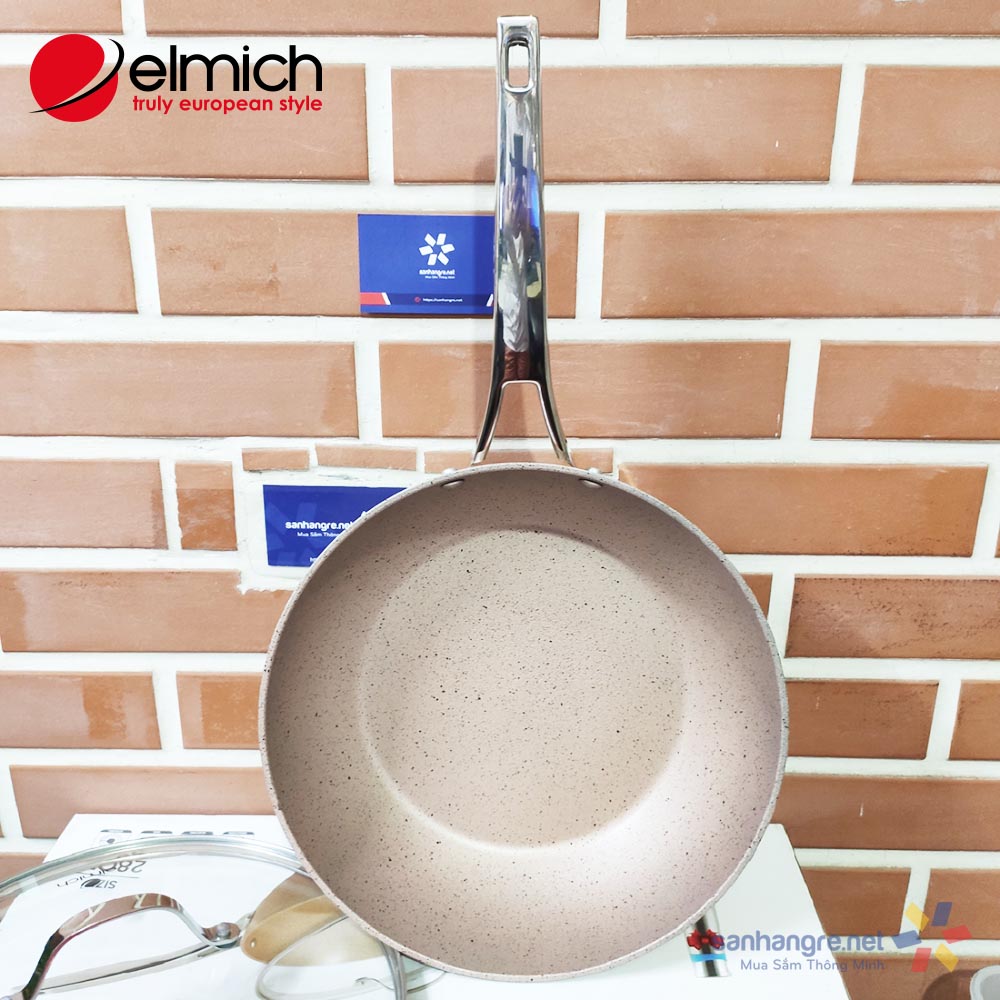 Chảo vân đá chống dính cao cấp Elmich EDA-025 đày từ vung kính size 28cm