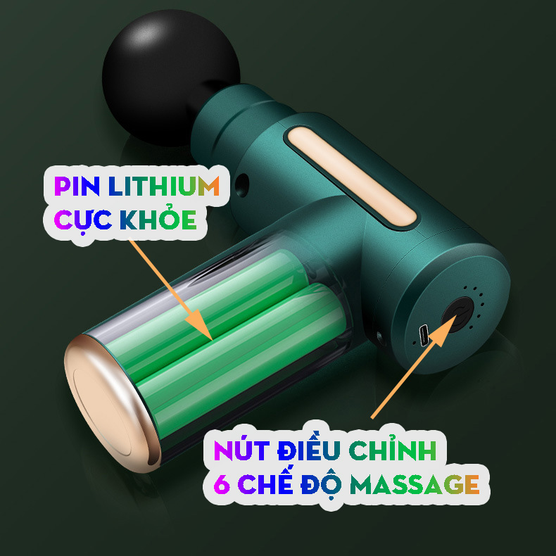 Máy massage mini cầm tay BX720 Mát xa 6 cấp độ, hỗ trợ maassage chuyên sâu, giảm đau cơ, cứng khớp hiệu quả nhanh chóng, đi kèm 4 đầu chuyên dụng - Quà tặng cho sức khỏe hàng nhập khẩu