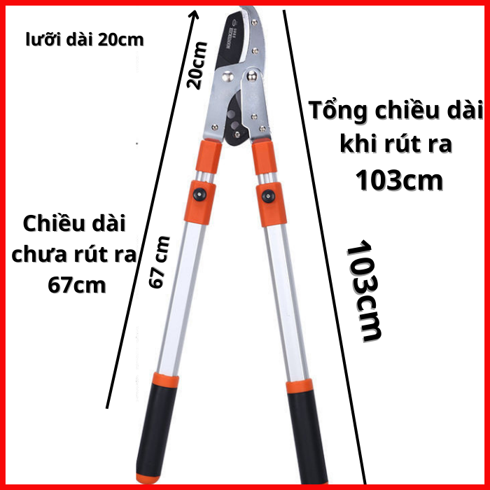 Kéo cộng lực SK5 cắt cành cây to, kéo cắt cành trên cao nhập khẩu từ NHẬT BẢN dài 1m