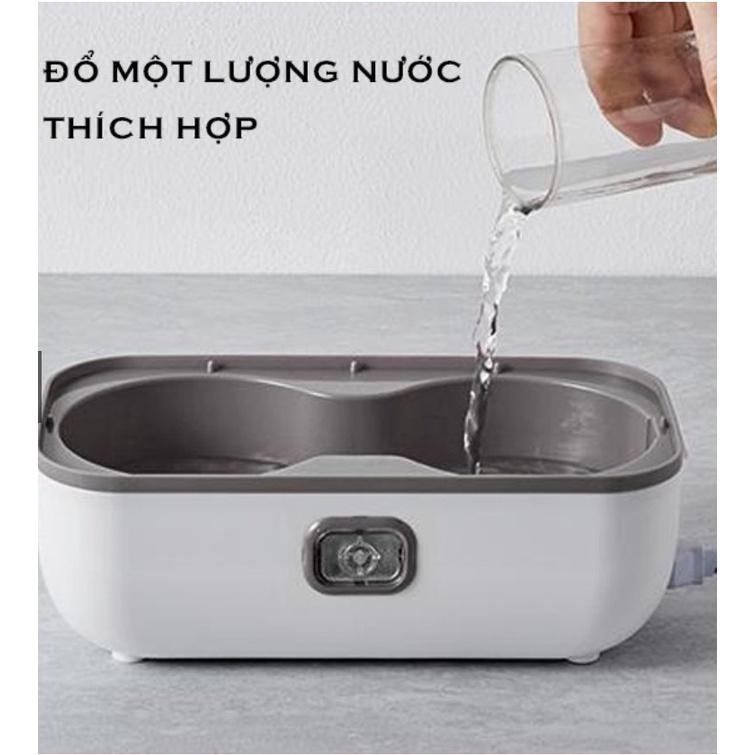 Hộp cơm cắm điện văn phòng 2 tầng giữ nhiệt 4 khay thức ăn, Hộp com hâm nóng tự nấu chín hâm nón