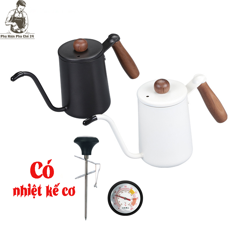 Ấm Cổ Ngỗng - Coffee Drip Kettle 600ml Có Nhiệt Kế