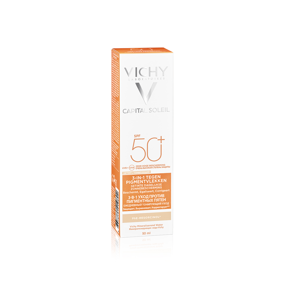 Kem Chống Nắng Vichy Ngừa Sạm Da, Giảm Thâm Nám (Màu Da) 50ml Capital Soleil Anti-Dark Spot 3-in-1 Tinted Daily Care SPF 50 UVA + UVB