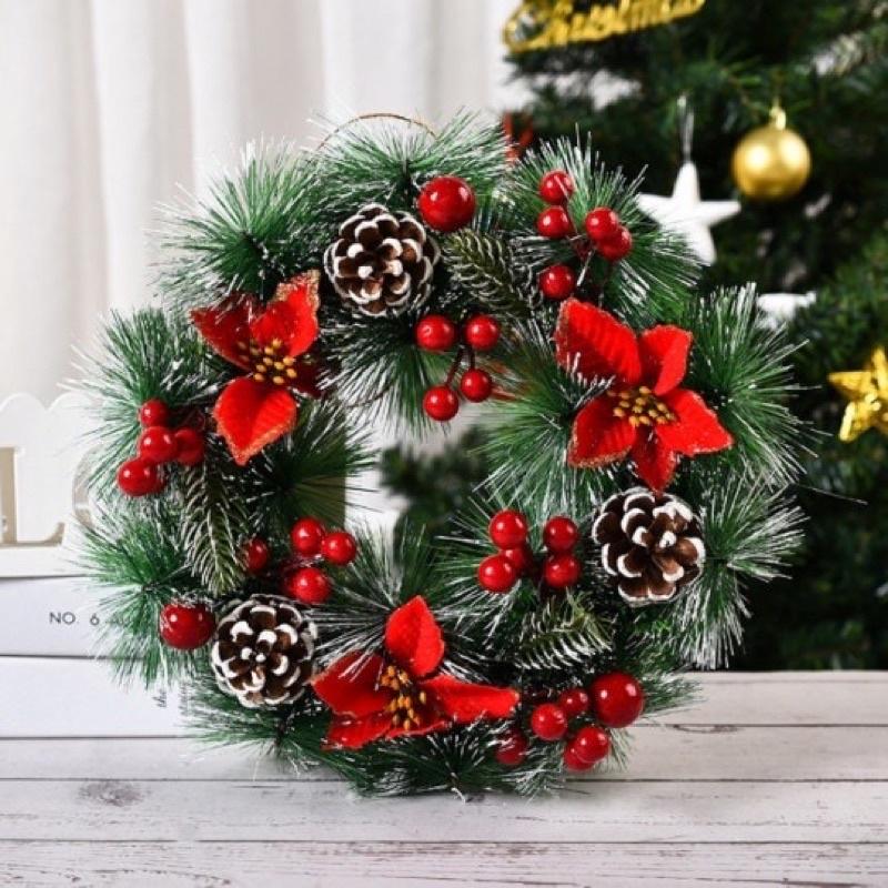 vòng tròn trang trí noel - vòng treo cửa giáng sinh đường kính 35cm