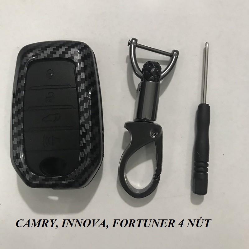 Ốp carbon chìa khóa, bao da chìa khóa DÀNH CHO XE Toyota Camry, Innova, Fortuner, Altis, Wigo