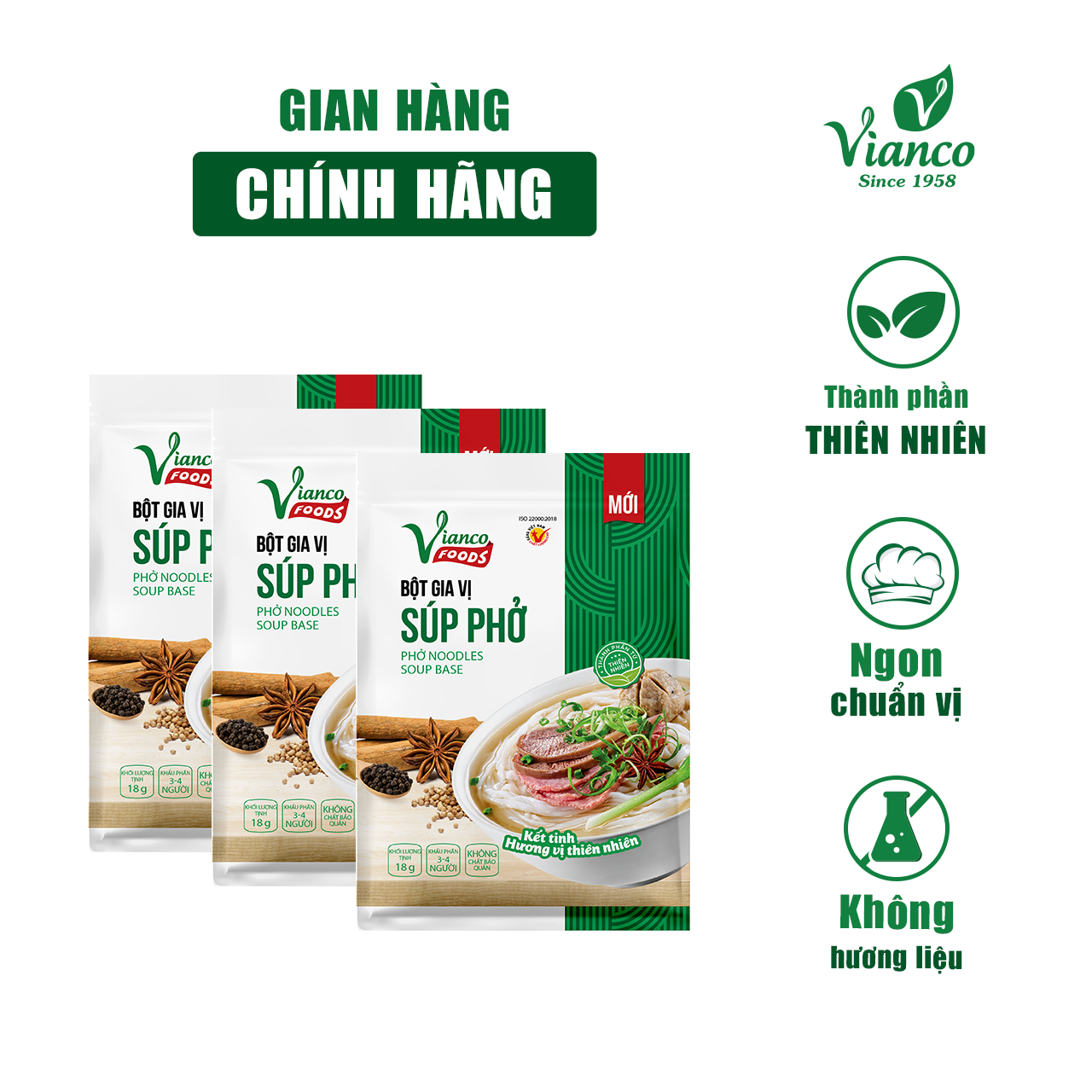 Combo 3 gói Bột Gia Vị Súp Phở Việt Ấn 18gr (18gr/gói)