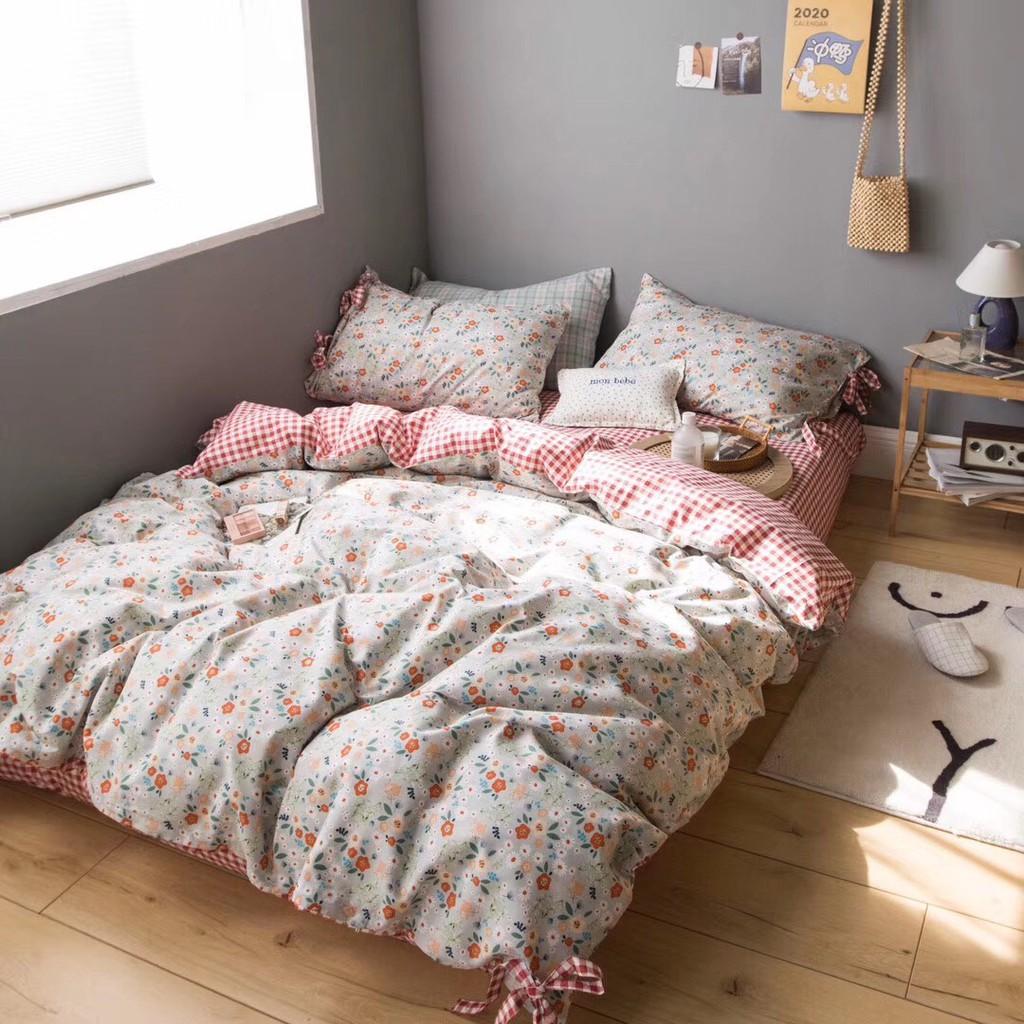 Bô Chăn ga Cotton thắt nơ mẫu mới - Hàng nhập khẩu 100% Cotton