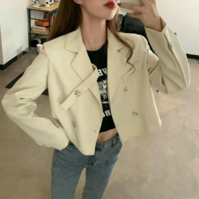 áo khoác blazer dáng ngắn 2 lớp phong cách hàn quốc