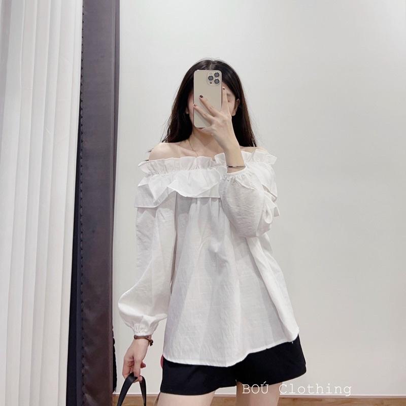 Áo trễ vai nữ viền bèo nữ tính