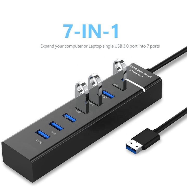 Bộ Chia, Hub Chia Cổng Usb 7 Port Tốc Độ Cao 3.0 Cho Laptop, Pc