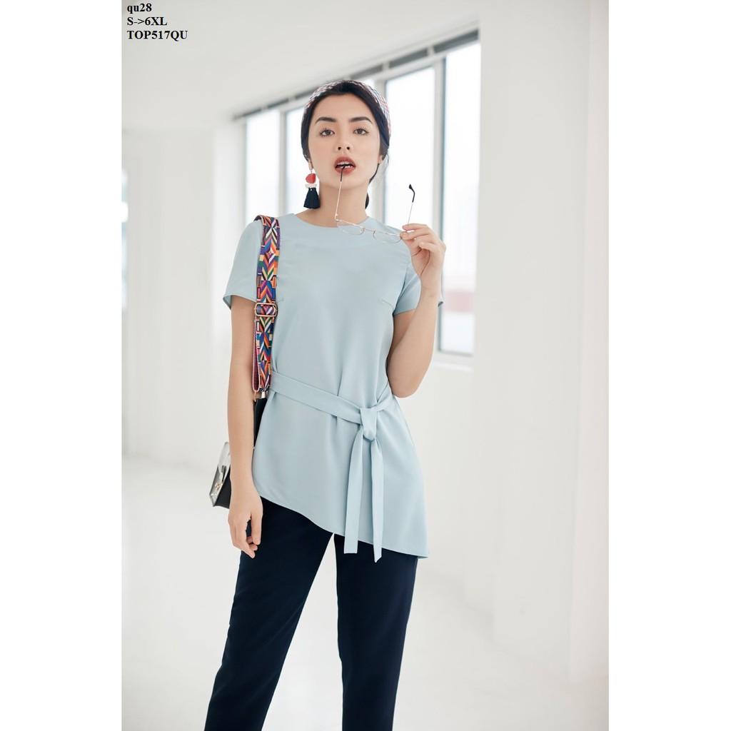 TOP418 Áo kiểu nữ nơ rời ngắn tay