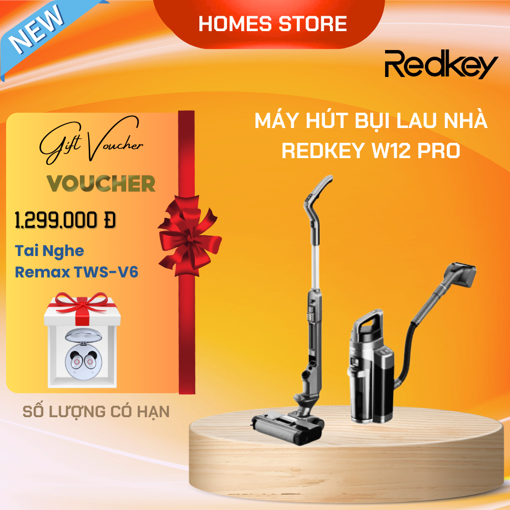 Máy Hút Bụi Lau Cầm Tay Không Dây XIAOMI REDKEY W12 PRO Đa Năng Với Bộ Lọc 3 Lớp Lực Hút 11.000 Pa Diện Tích Sử Dụng 130m2 Công Suất 200 W - Hàng Chính Hãng