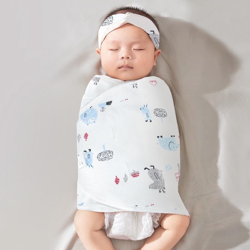 Khăn Quấn Tay Chống Giật Mình Cotton Cho Bé Sơ Sinh loại mỏng, dùng làm chũn quấn cho bé, thoáng mát mềm mại